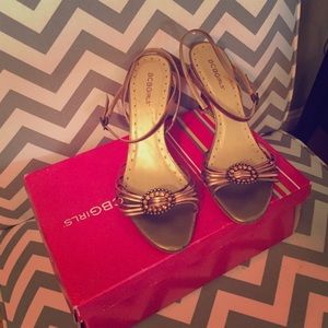 BCBG bronze gold sandal heels