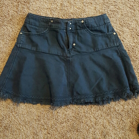Cotton blue skirt with pockets, bow in back