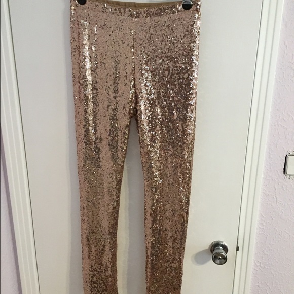 Gianni Bini, Rose gold sequin leggings.