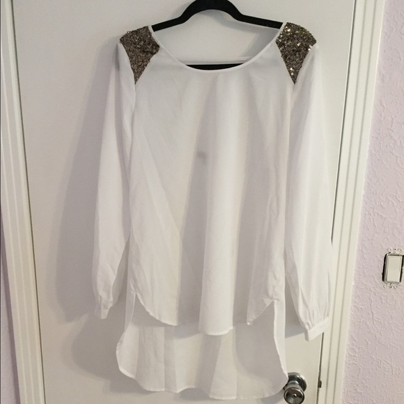 Gianni Bini sheer, High low, long sleeve Blouse.