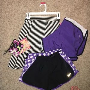 skirt,coin purses, 2 nike shorts