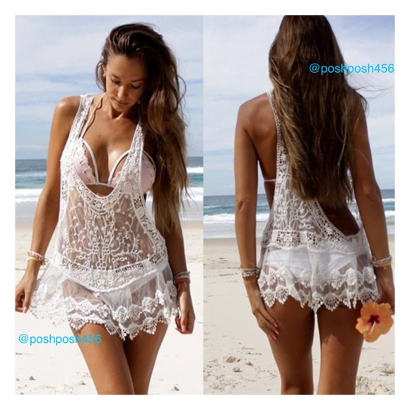 🎉HOST PICK🎉Boho Lace Crochet Cover Up/shirt - Picture 3 of 4