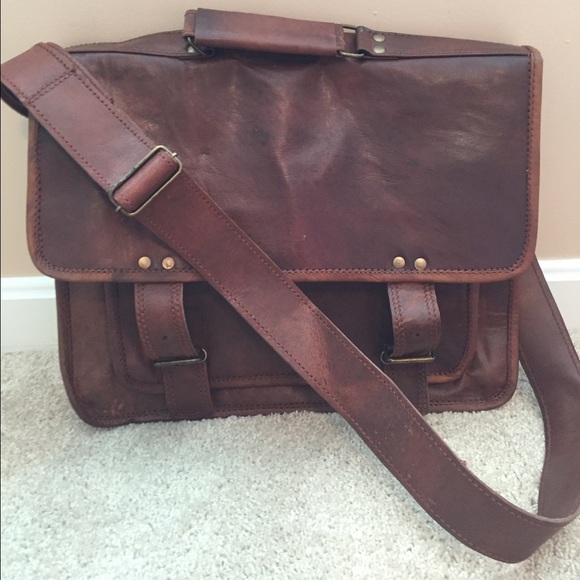 Large leather messenger bag