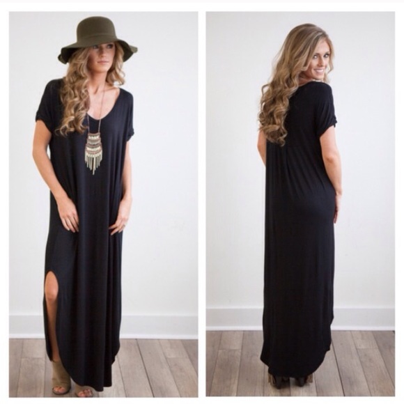 ❗️LAST❗️ Oversized Slouch Maxi Dress Side Slit - Picture 2 of 4