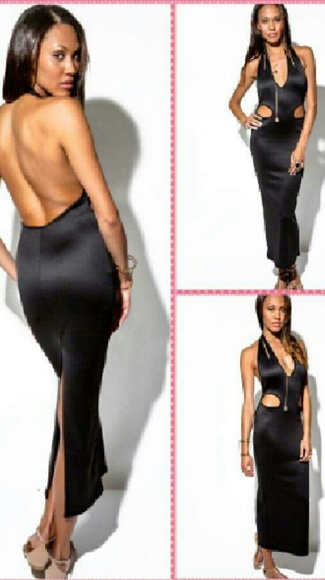 Black back out maxi dress
