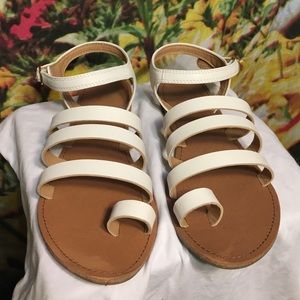 Forever 21 White Buckle Sandals