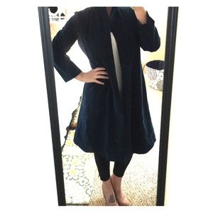 Beautiful navy blue suede trench coat
