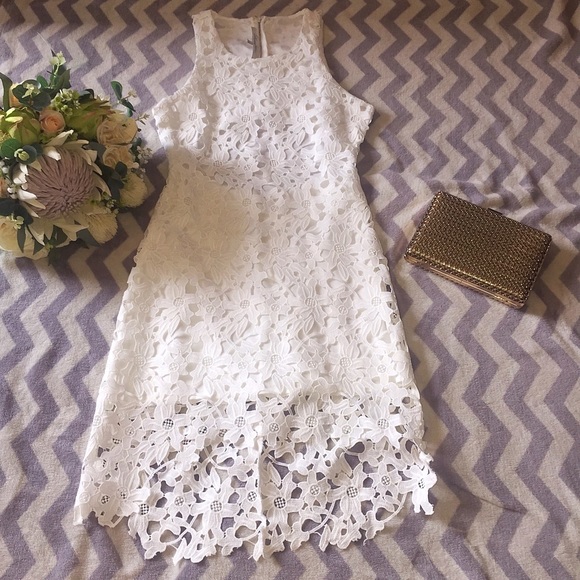 Lovers and friends white lace high-low dress
