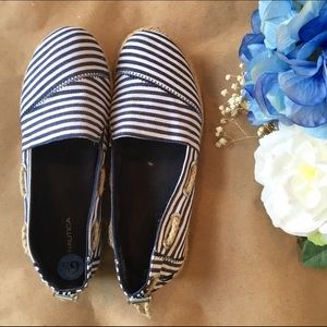 Nautica Navy striped slip ons - size 6.5 - EUC