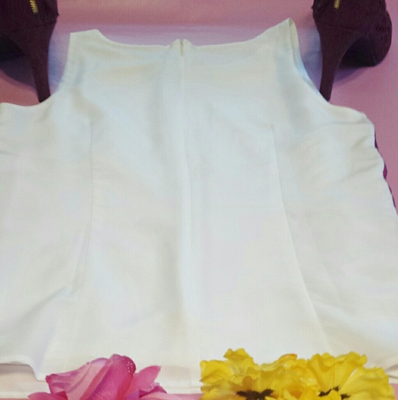 🚫Ann Taylor White & Purple Sleeveless Top - Picture 3 of 4