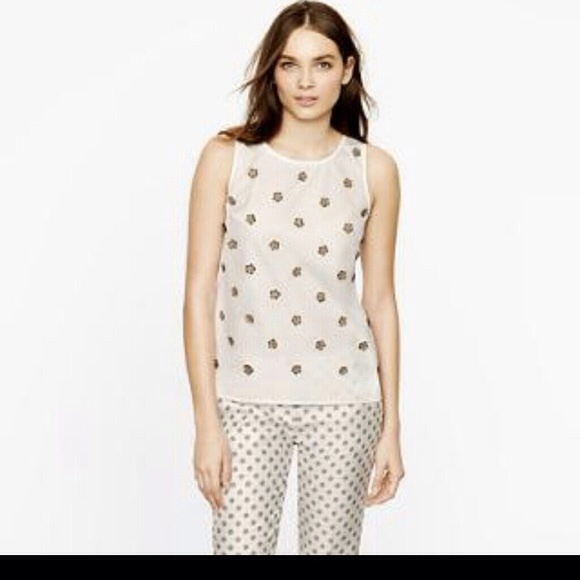 J. Crew Collection Embellished Poplin Shell 2/NWT