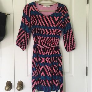 3/4 Sleeve Color Block Dress