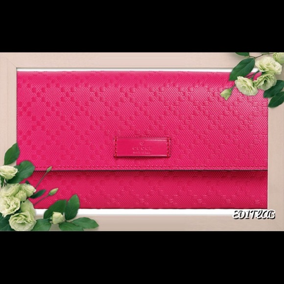 SOLD ON EBAY Gucci Diamante Hot Pink Leather Continental Wallet - Picture 1 of 1