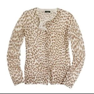 J. Crew Snow Leopard Crystal Button Cardigan