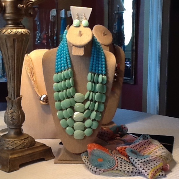 Multi-strand beaded necklace and earrings set