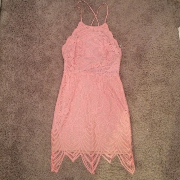 Rose pink lace dress