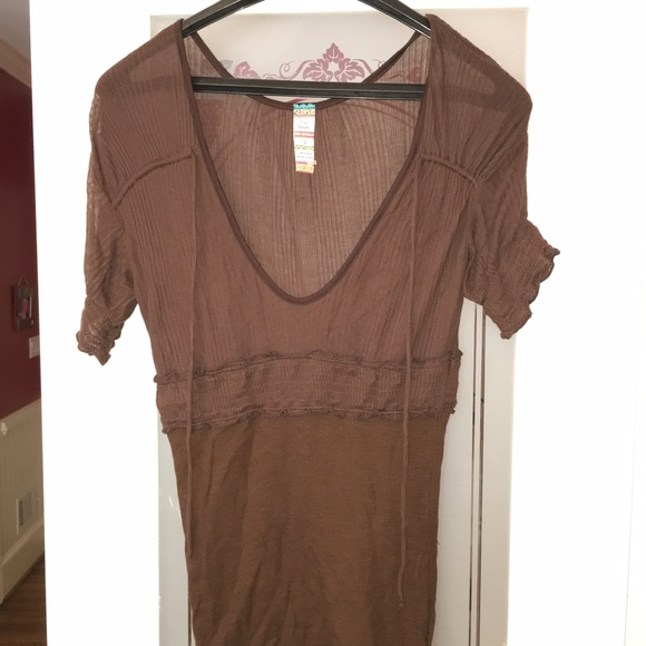 Brown free people blouse