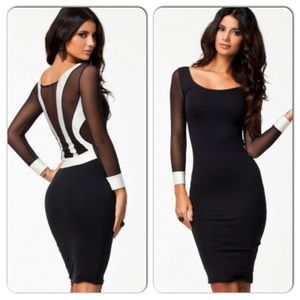 Sexy Black White Midi Dress