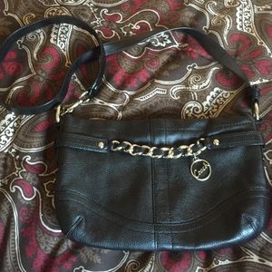Coach black leather crossbody