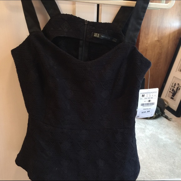 NWT Zara black peplum top size M