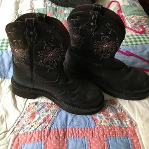 Black and pink Justin Gypsy steel toe boots