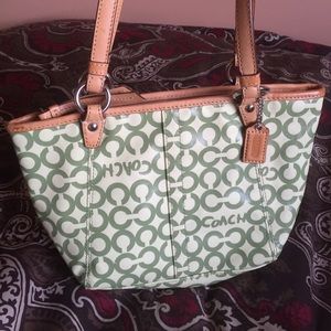 Spring pattern- green coach shoulder bag