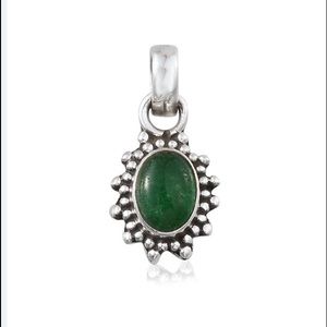 Artisan green jade (oval) pendant Sterling silver