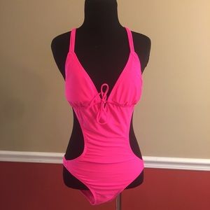 Hot pink one piece swimsuit