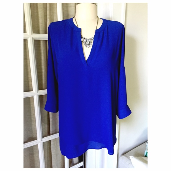 The Limited Tops - Sold- Cobalt Blue Asymmetrical Top from Limited