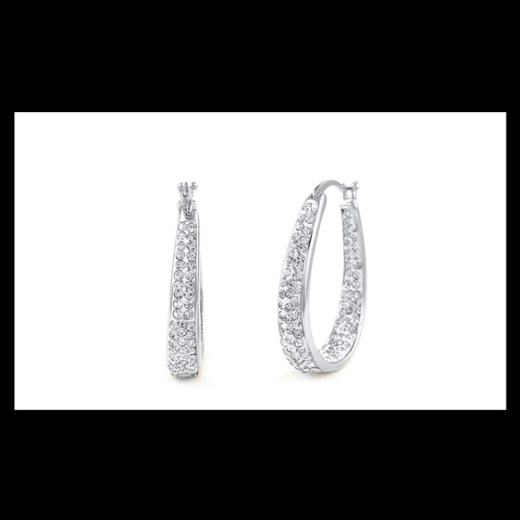 18k WG filled Swarovski graduated hoops offers