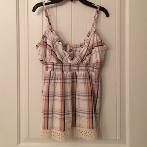 Cute plaid tank with lace bottom