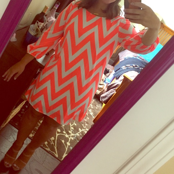 Orange and White Chevron Dress!