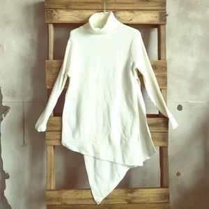 Express hi-low turtleneck sweater with side slits