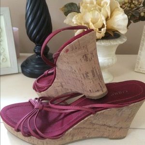 Burgundy wedges sandals
