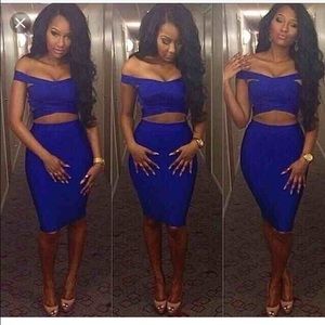 Off the shoulder Bandage two piece dress