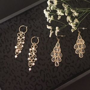 lia sophia dangle earrings (2 pairs, matte gold)