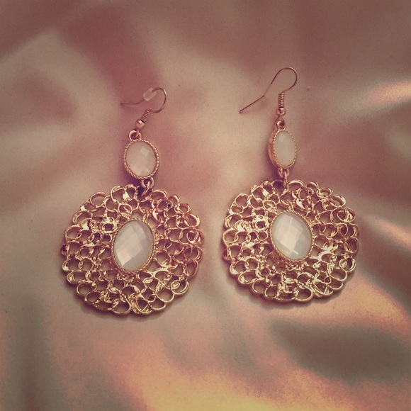 Gold hanging earrings