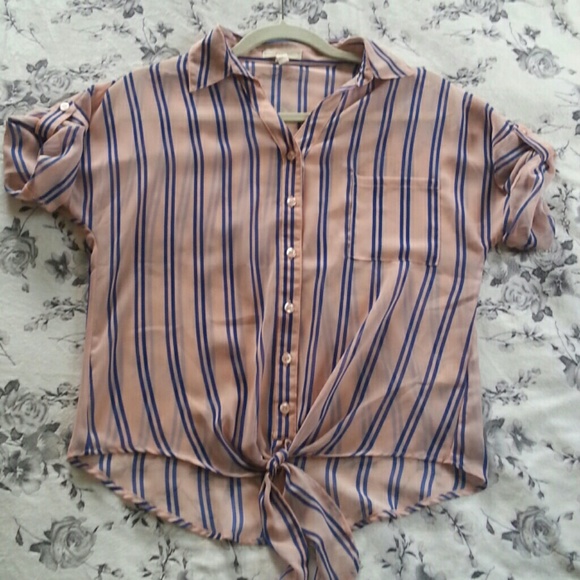 NWOT Sheer button-up crop top