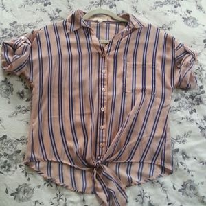 NWOT Sheer button-up crop top