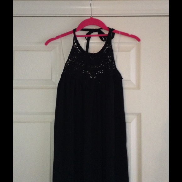 Black Halter High/Low Maxi Dress