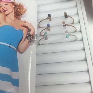 Minimalist Natural Stone Tipped Slender Open Cuffs