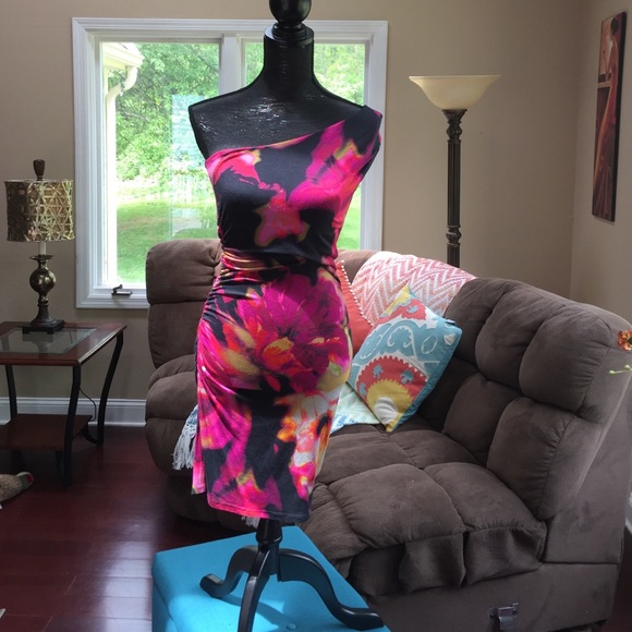 Beautiful one shouldered multicolored dress