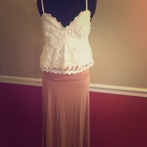Taupe long maxi skirt