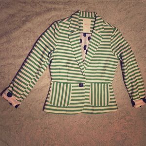Nümph green and cream striped blazer