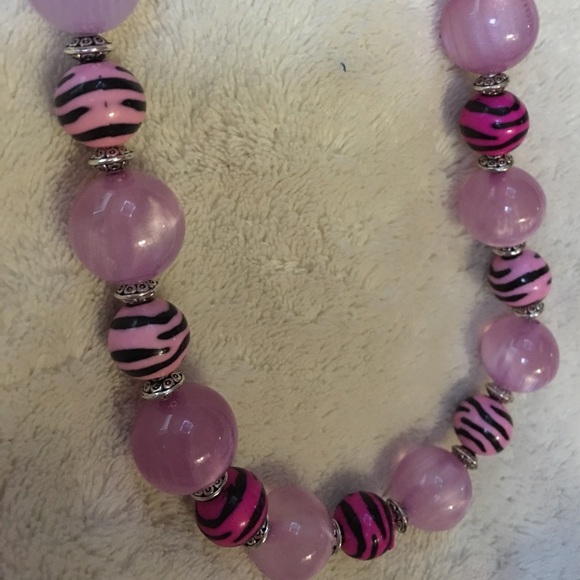 Pink Zebra Chunk Beads