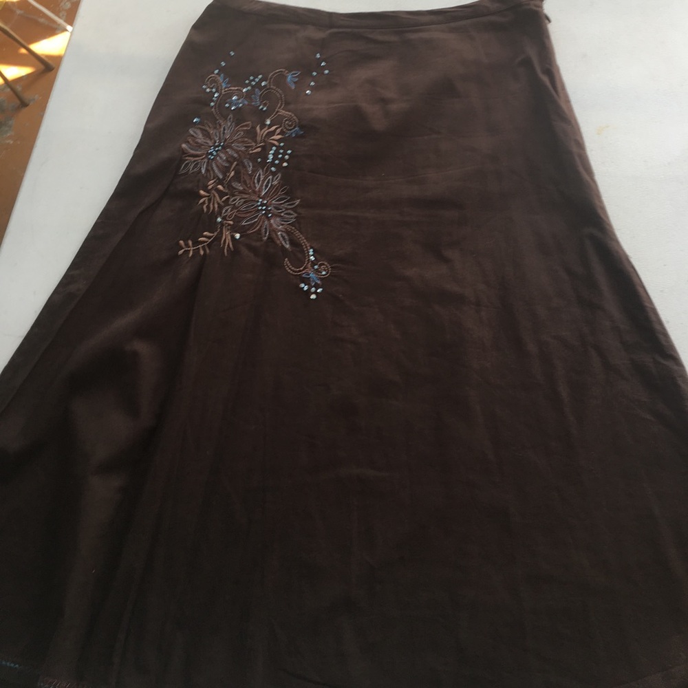 Vintage Linden Hill embroidery & embellished cotton skirt