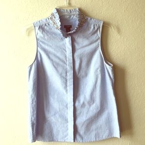 J Crew button down blouse with jeweled collar