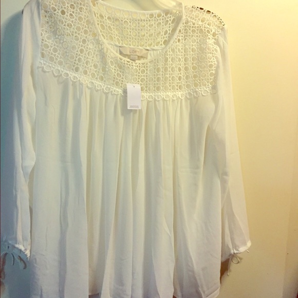 Beautiful white chiffon and lace shirt