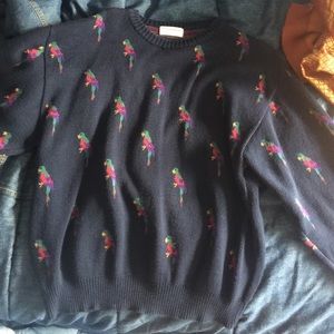 Fun parrot print vintage sweater