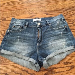 High waisted jean shorts